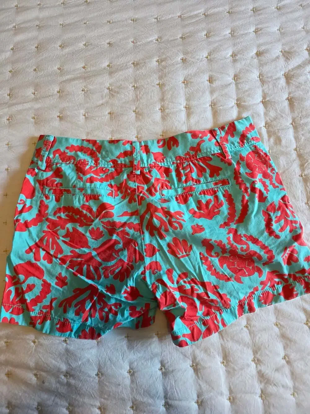 Lilly Pulitzer The Callahan Short Red and Teal Coral Print Size 6
